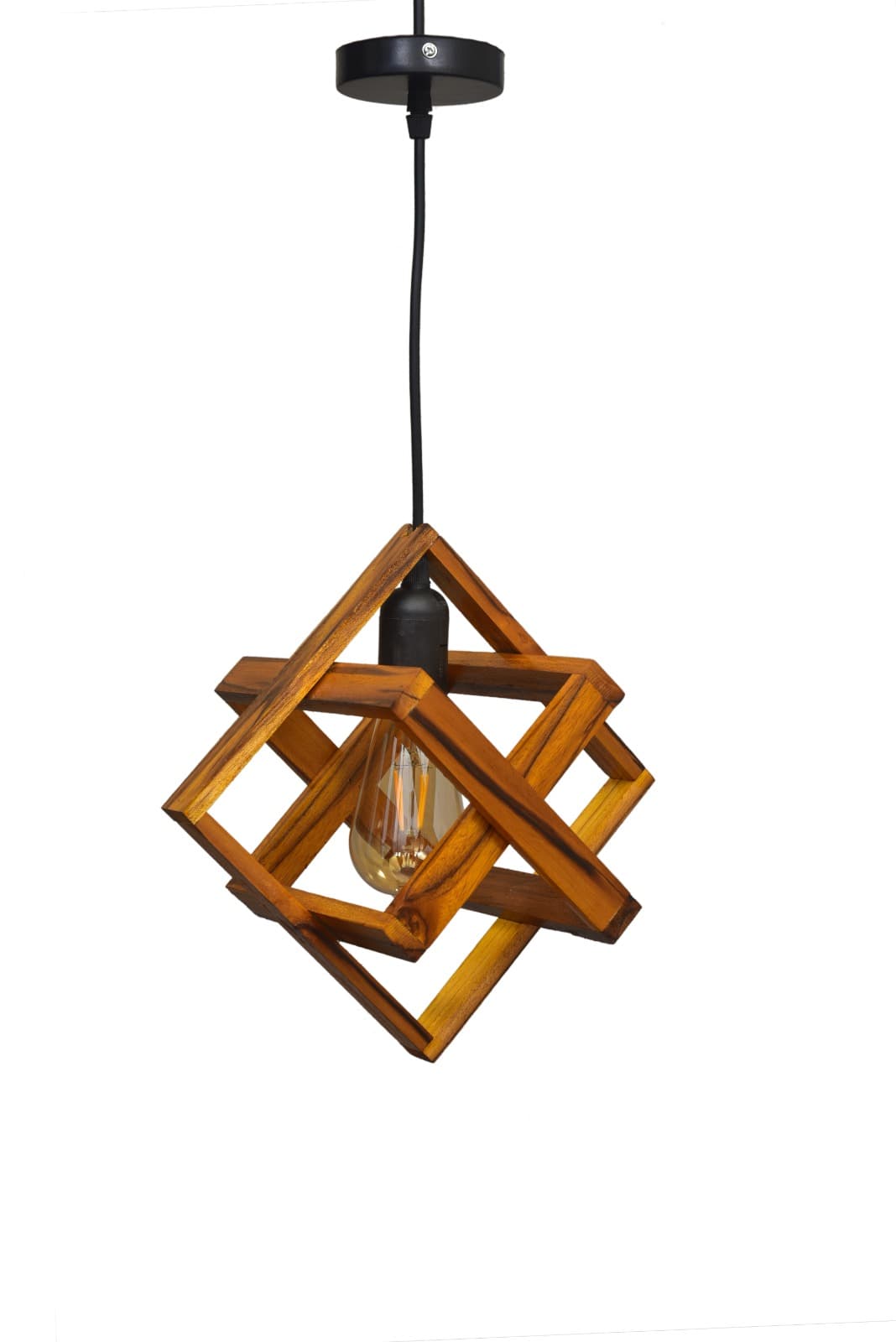 3D Geometric Wooden Ceiling Pendant Lamp