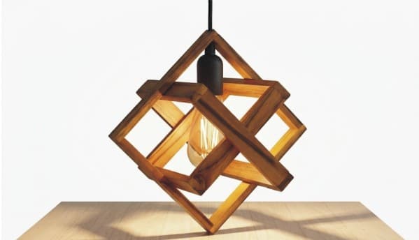 3D Geometric Wooden Ceiling Pendant Lamp — alternate view